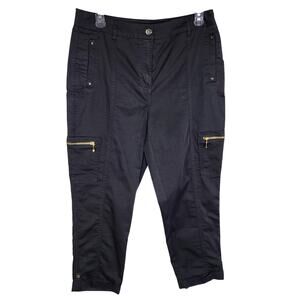 Chico's Crop Pants Black Ultimate Fit Comfort Waist Luxe Utility Slim Sz 1 US 8